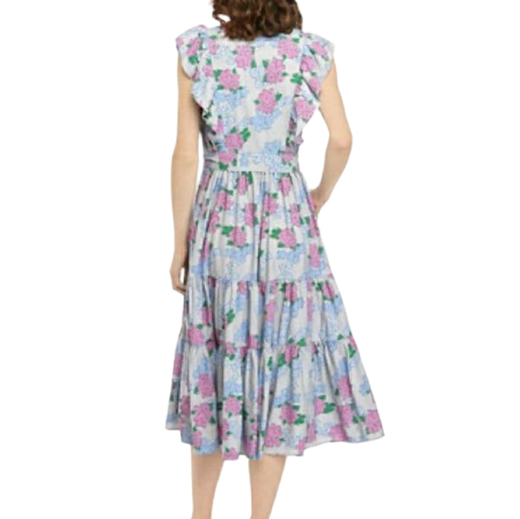 Crown & Ivy Womens Maxi Dress Size 10 Multicolor Floral Ruffle Sleeve V Neck NEW - Picture 2 of 16